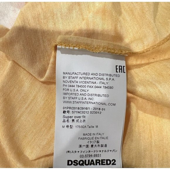 DSQUARED2 Mens DSQ2 Tank Top Shirt Yellow White Sz M Made in Italy NWTS71NC0212 - Picture 9 of 13